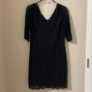 Banana Republic Petite Little Black Dress, lace, quarter sleeve, size 8